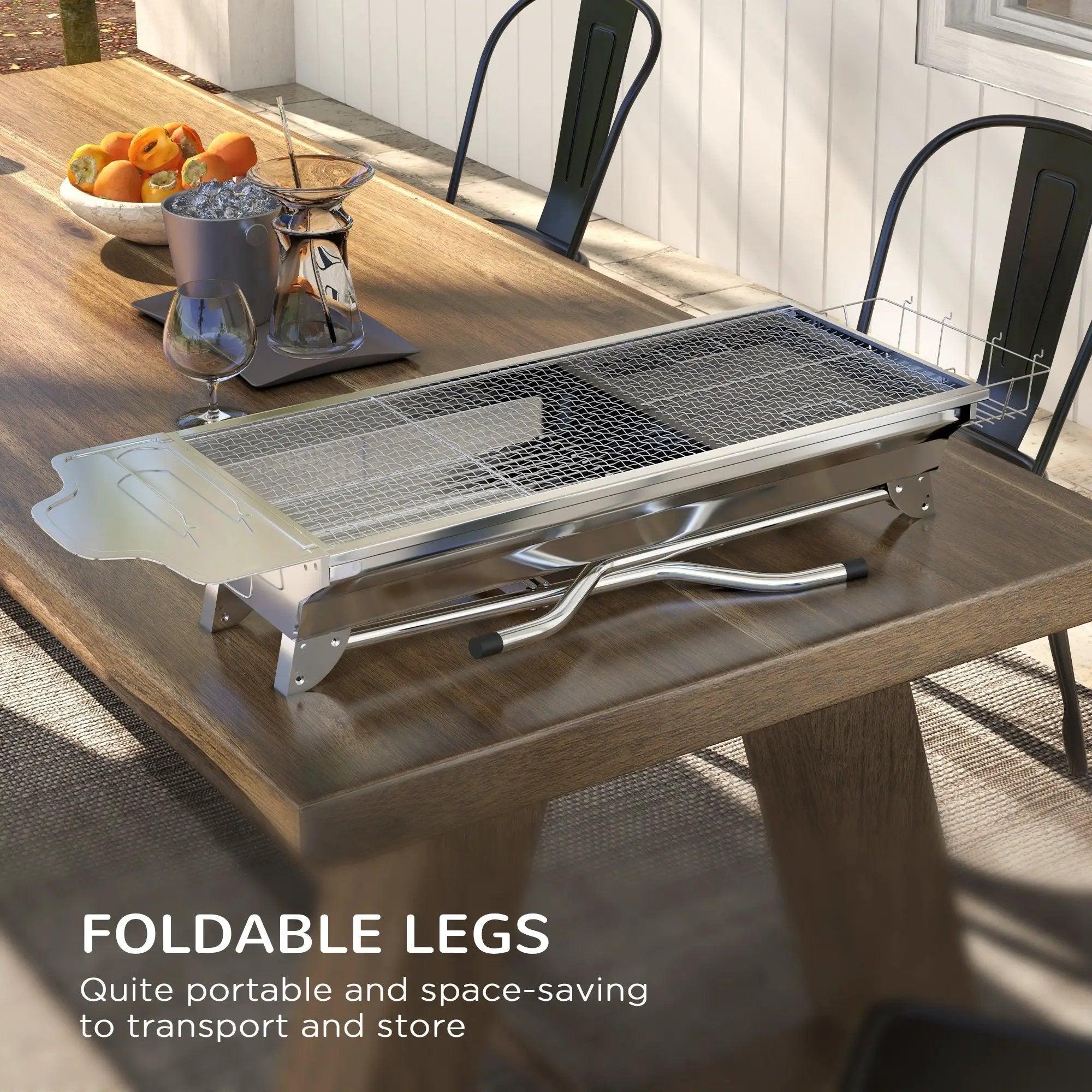 Outsunny Charcoal Grill Stainless Steel Portable Folding BBQ by HouseOfZazla