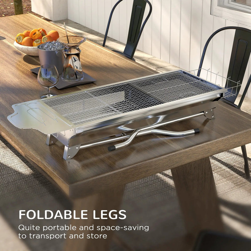 Outsunny Charcoal Grill Stainless Steel Portable Folding BBQ by HouseOfZazla