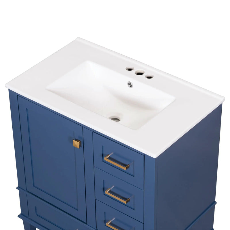 Bathroom Vanity, Modern Bathroom Cabinet With Sink Combo Set, Bathroom Storage Cabinet With A Soft Closing Door And 3 Drawers, Solid Wood Frame by HouseOfZazla