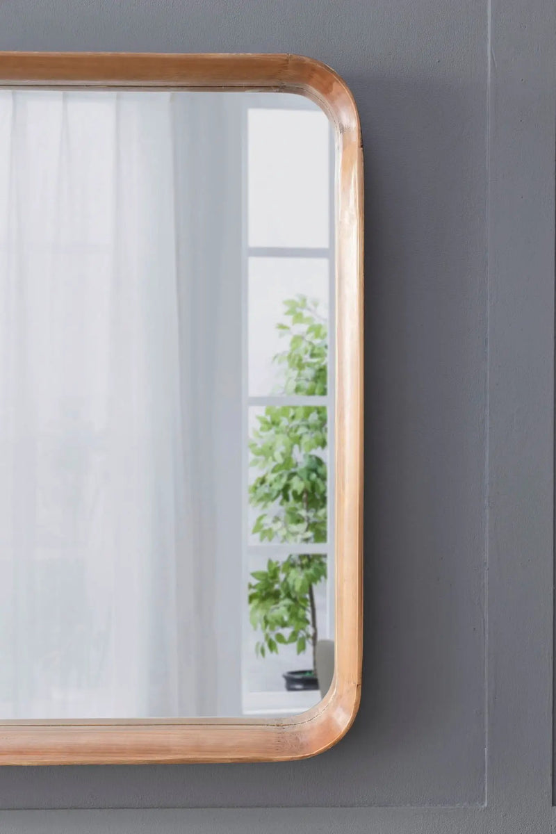 Square Mirror With Wood Frame, Wall Mirror For Living Room Bathroom Entryway - Brown by HouseOfZazla