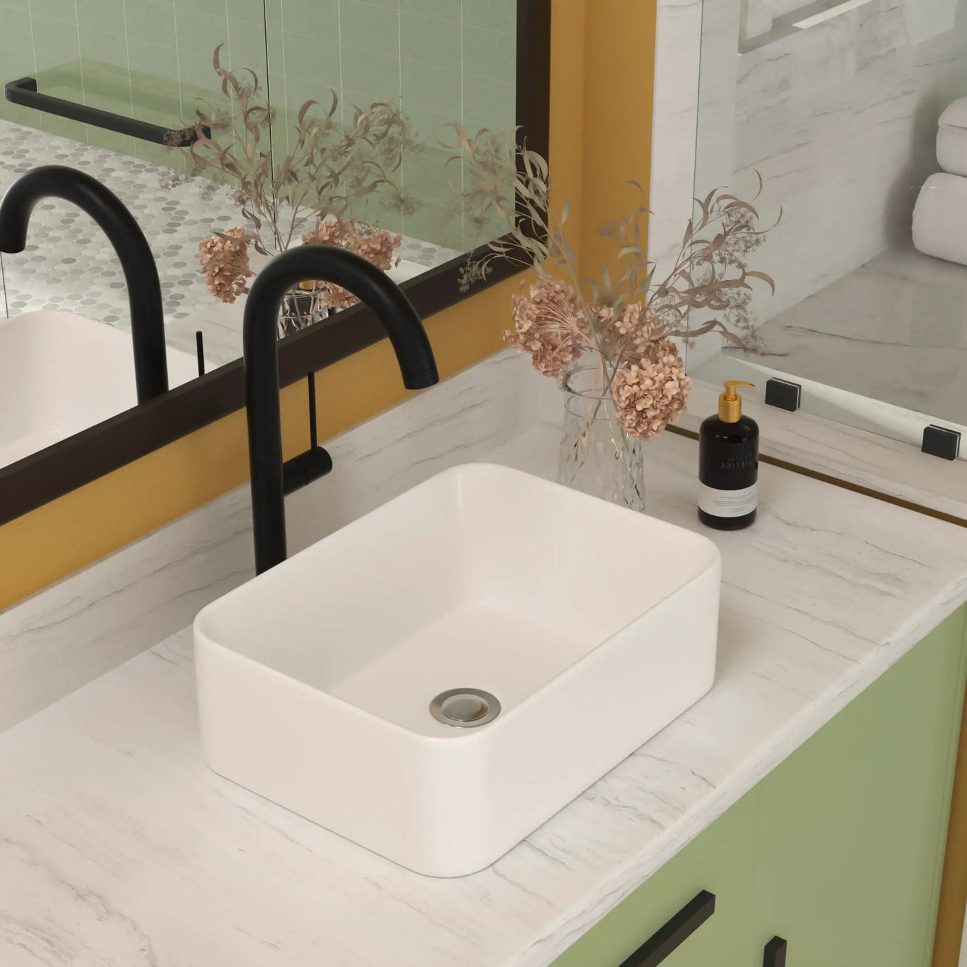 Sleek Ceramic Rectangular Vessel Bathroom Sink by HouseOfZazla