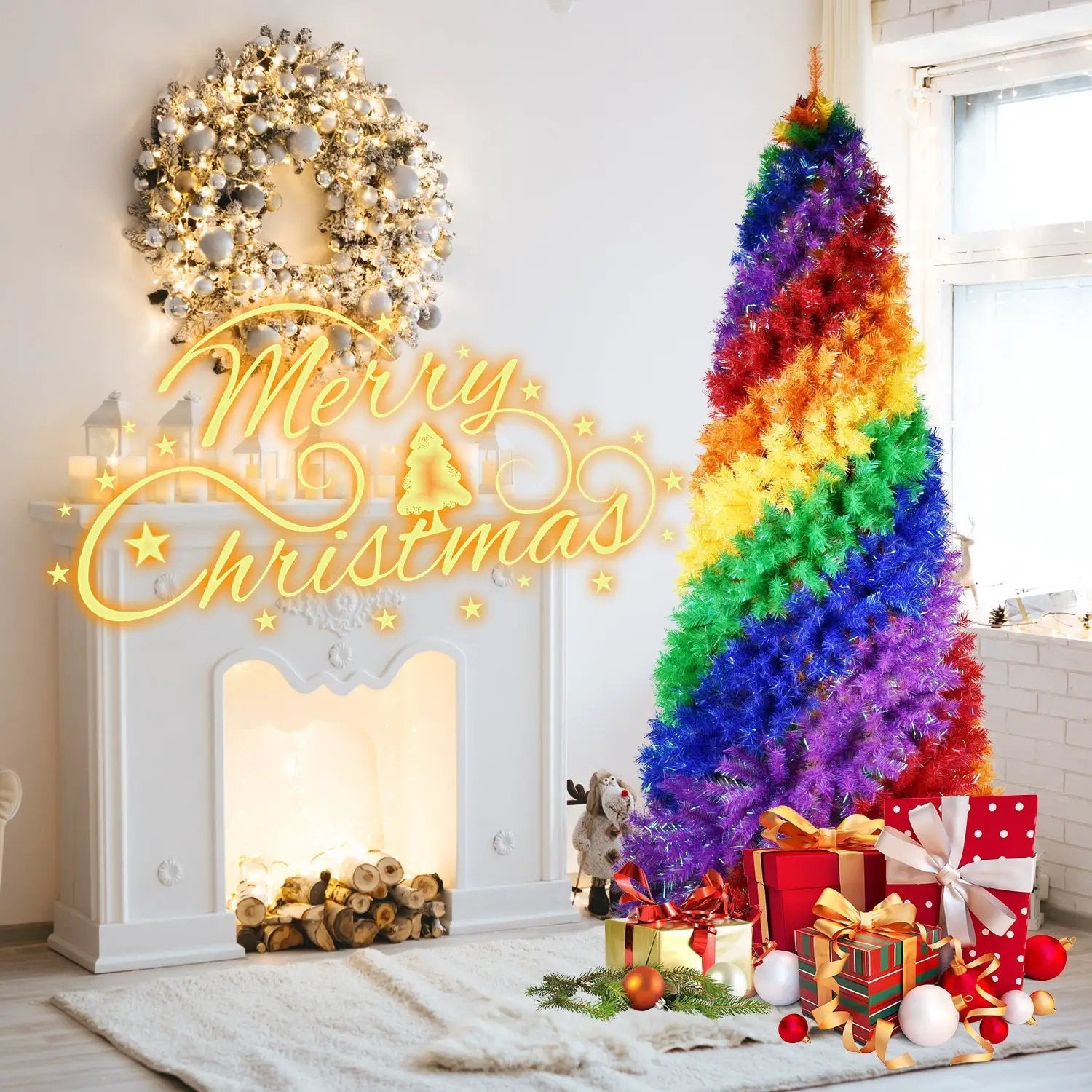 7.5ft Rainbow Spiral Christmas Tree by HouseOfZazla
