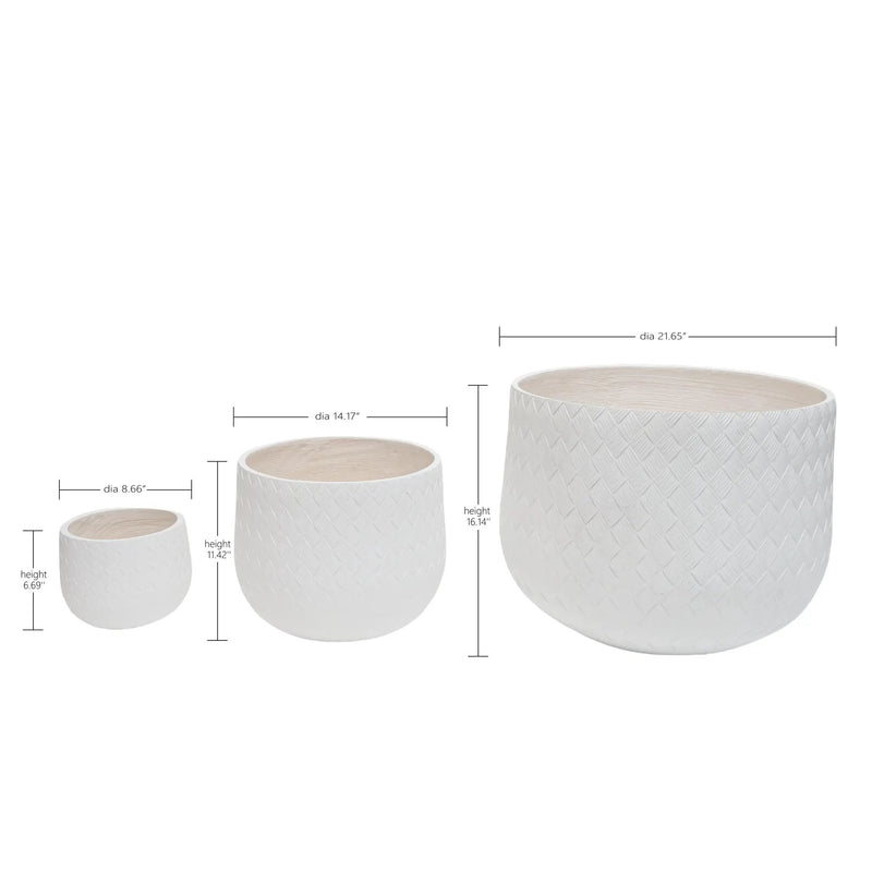 Assorted Sizes Magnesium Oxide Round Planter Set of 3 by HouseOfZazla