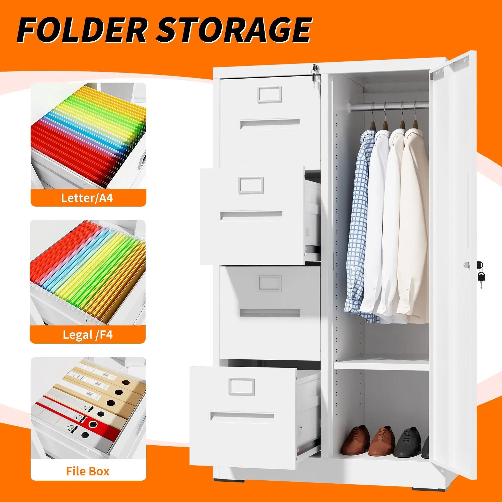 Storage Vertical Filing Cabinet With Lock by Unique Piece Furniture