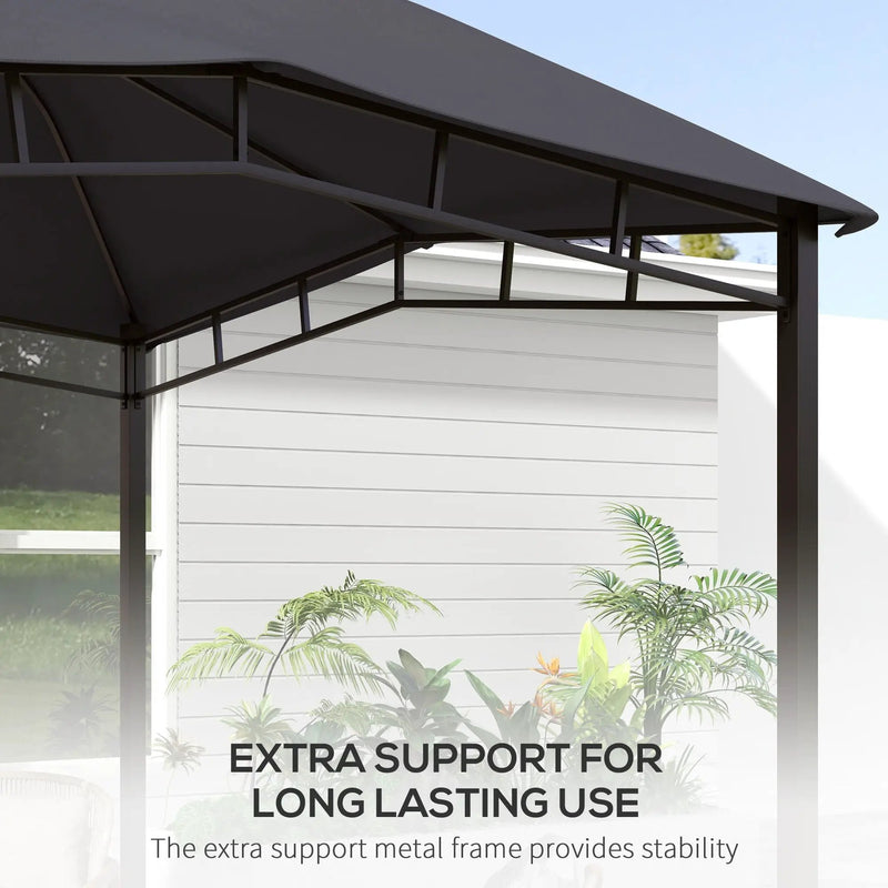 Outsunny - 10' x 10' Soft Top Patio Gazebo Outdoor Canopy With Unique Geometric Design Roof, All-Weather Steel Frame - Gray by HouseOfZazla