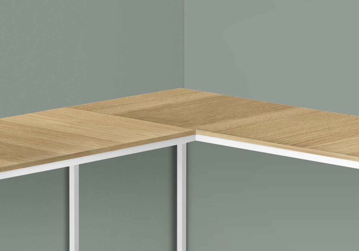 L-Shaped Corner Computer Desk with Marble Look - Light or Dark Brown, photo 7 of 8