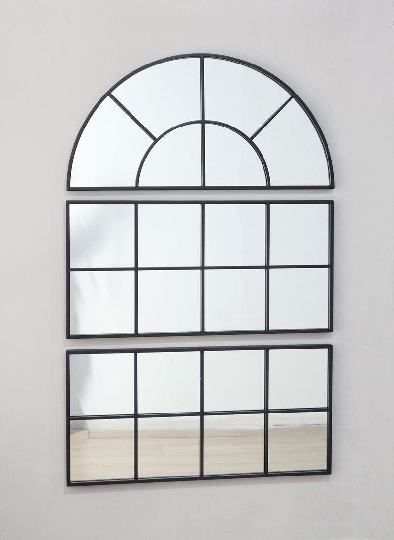 Large Arched Wall Mirror with 3 Separate Sections - Black, photo 6 of 6