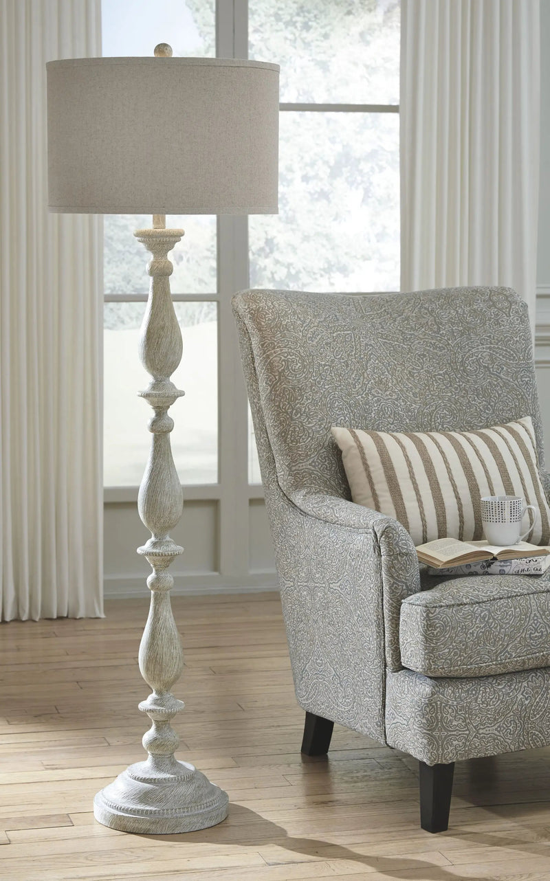 Bernadate - Poly Floor Lamp - Whitewash by Unique Piece Furniture