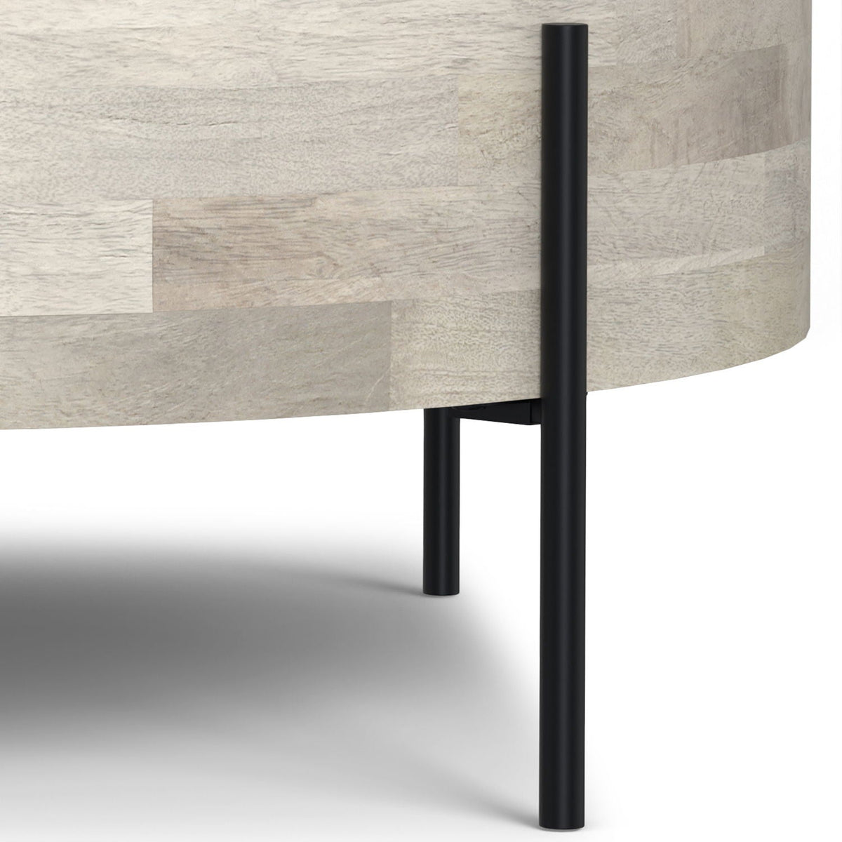 Drum Coffee Table with Solid Mango Wood Construction - Light Brown, White, Dark Brown, photo 20 of 22