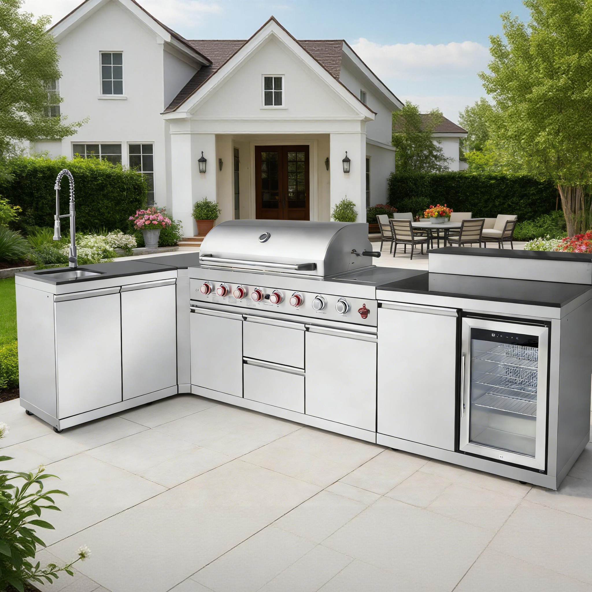 Outdoor Kitchen Island with 6+1 Burner Propane Gas BBQ Grill by HouseOfZazla