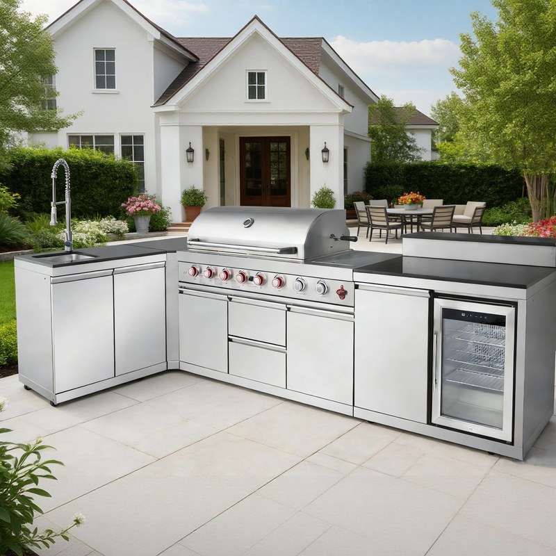 Outdoor Kitchen Island with 6+1 Burner Propane Gas BBQ Grill by HouseOfZazla