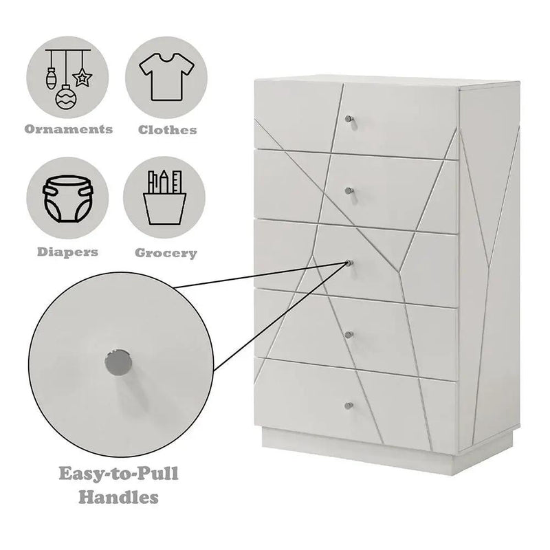 Esther - Chest - White / Silver by Unique Piece Furniture
