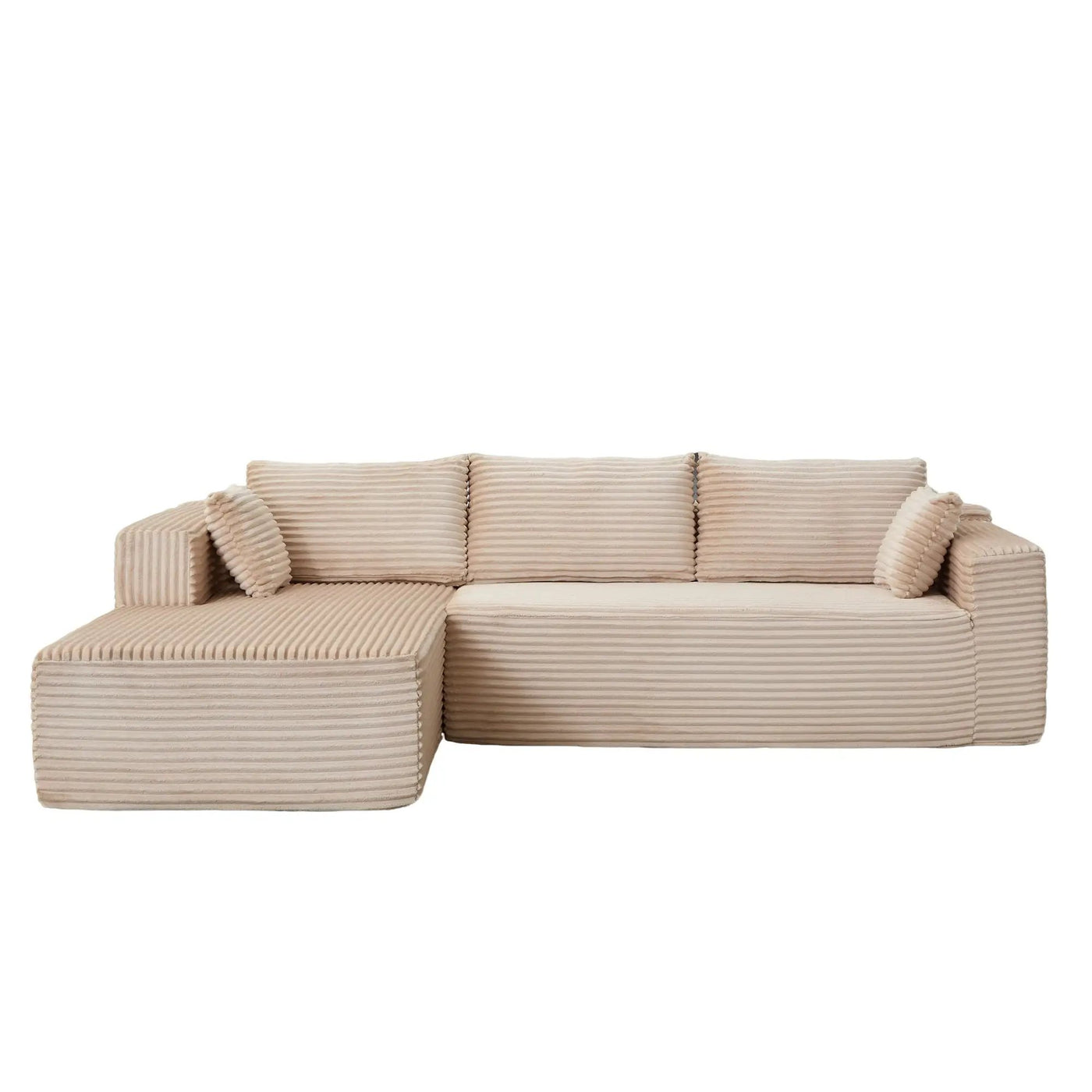 Compression Sectional Couch With Comfy Chaise, Boneless L Shape Sofa With Deep Seat by HouseOfZazla