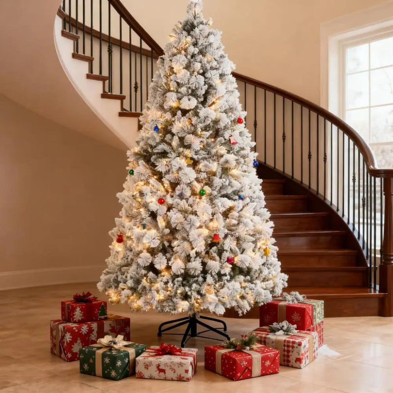 Flocked Artificial Christmas Tree with Clear Lights by HouseOfZazla
