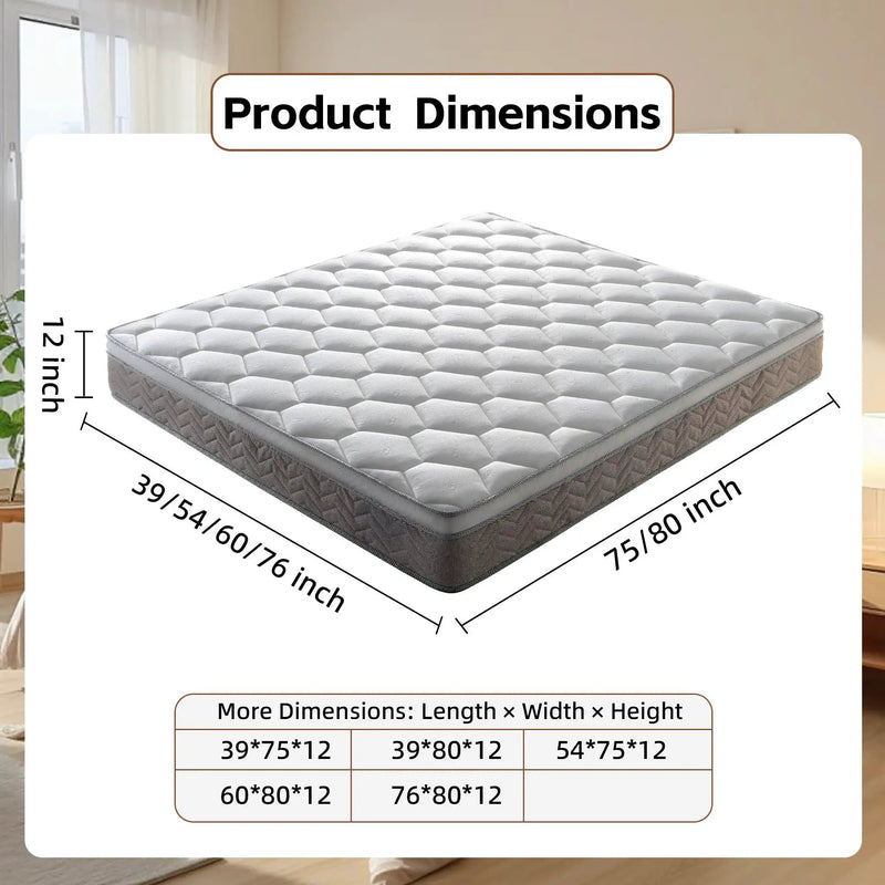12 Inch Hybrid Mattress in a Box - Medium Firm by HouseOfZazla