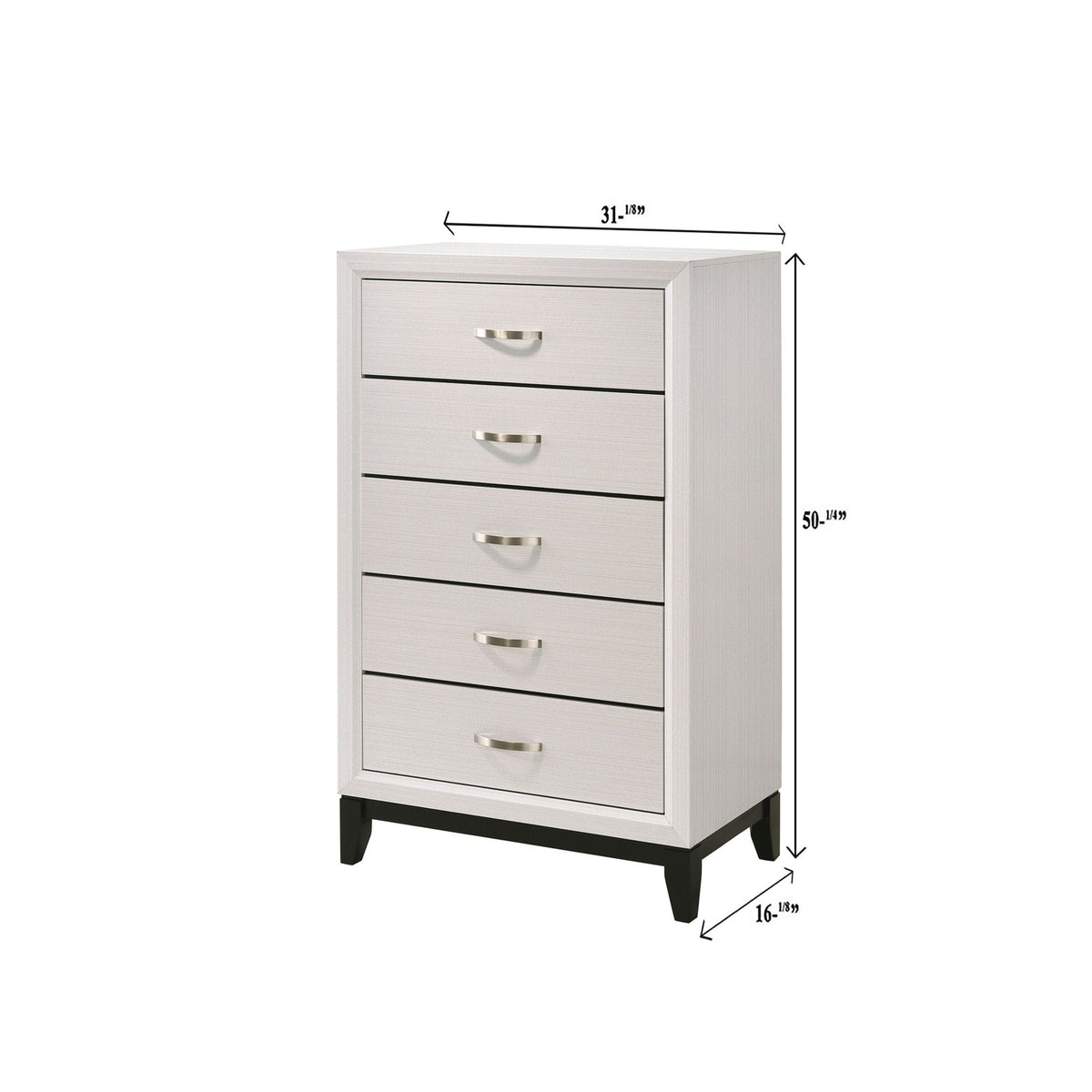 Contemporary 5 Drawer Tall Chest with Ample Storage - White or Dark Gray, photo 7 of 8