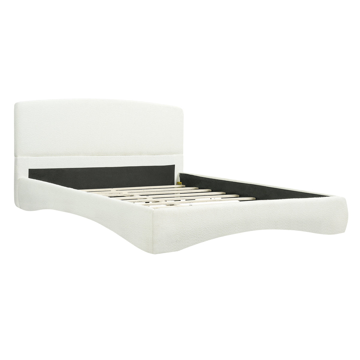 Curved Upholstered Bed with Smart Ambient Lighting - Cream, photo 4 of 10