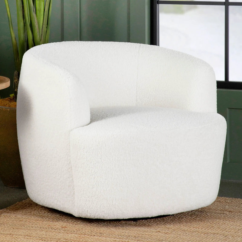 Hudson Faux Sheepskin Upholstered Swivel Chair Natural by Unique Piece Furniture