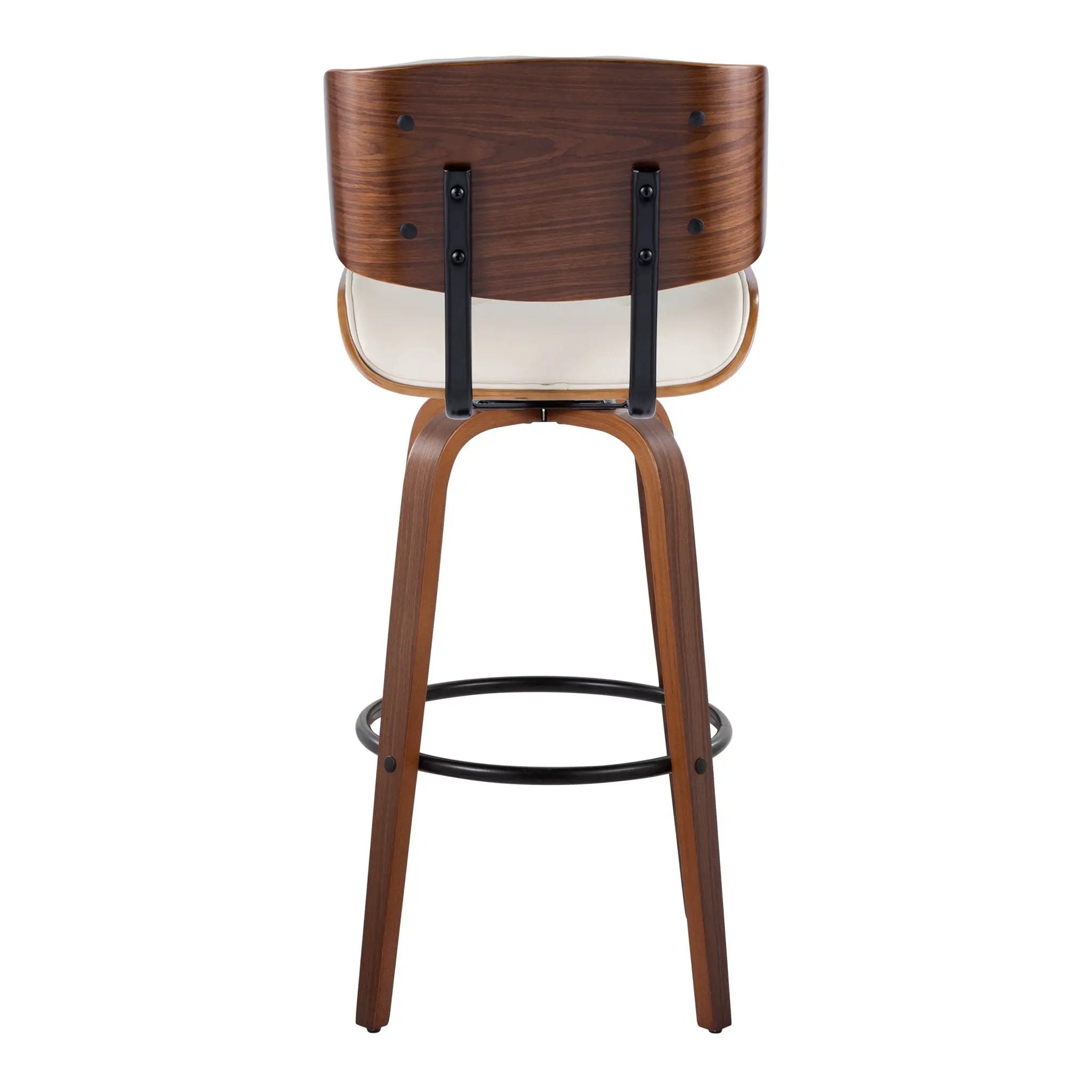 Lombardi - Mid-Century Modern Fixed Height Barstool With Swivel With Round Footrest (Set of 2) by Unique Piece Furniture