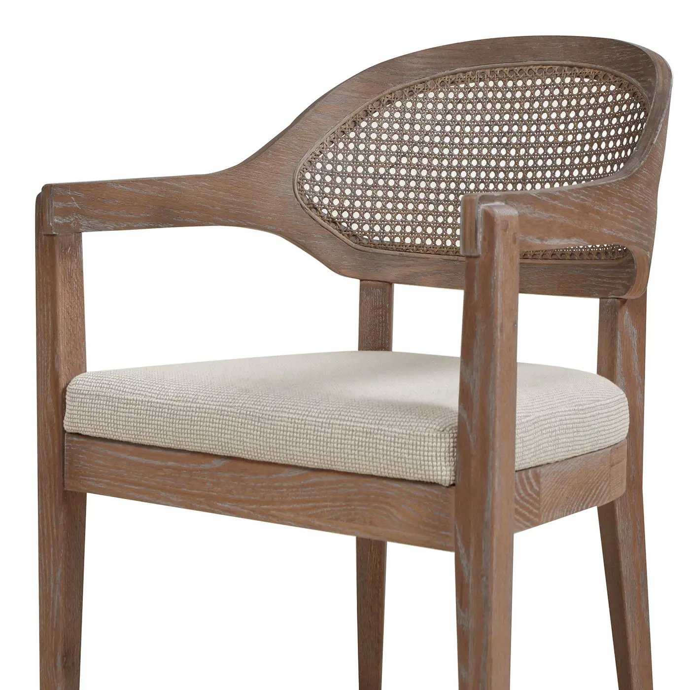 Americana - Mid-Century Modern Cane Back Dining Chair Textured Weave - Taupe Beige by HouseOfZazla