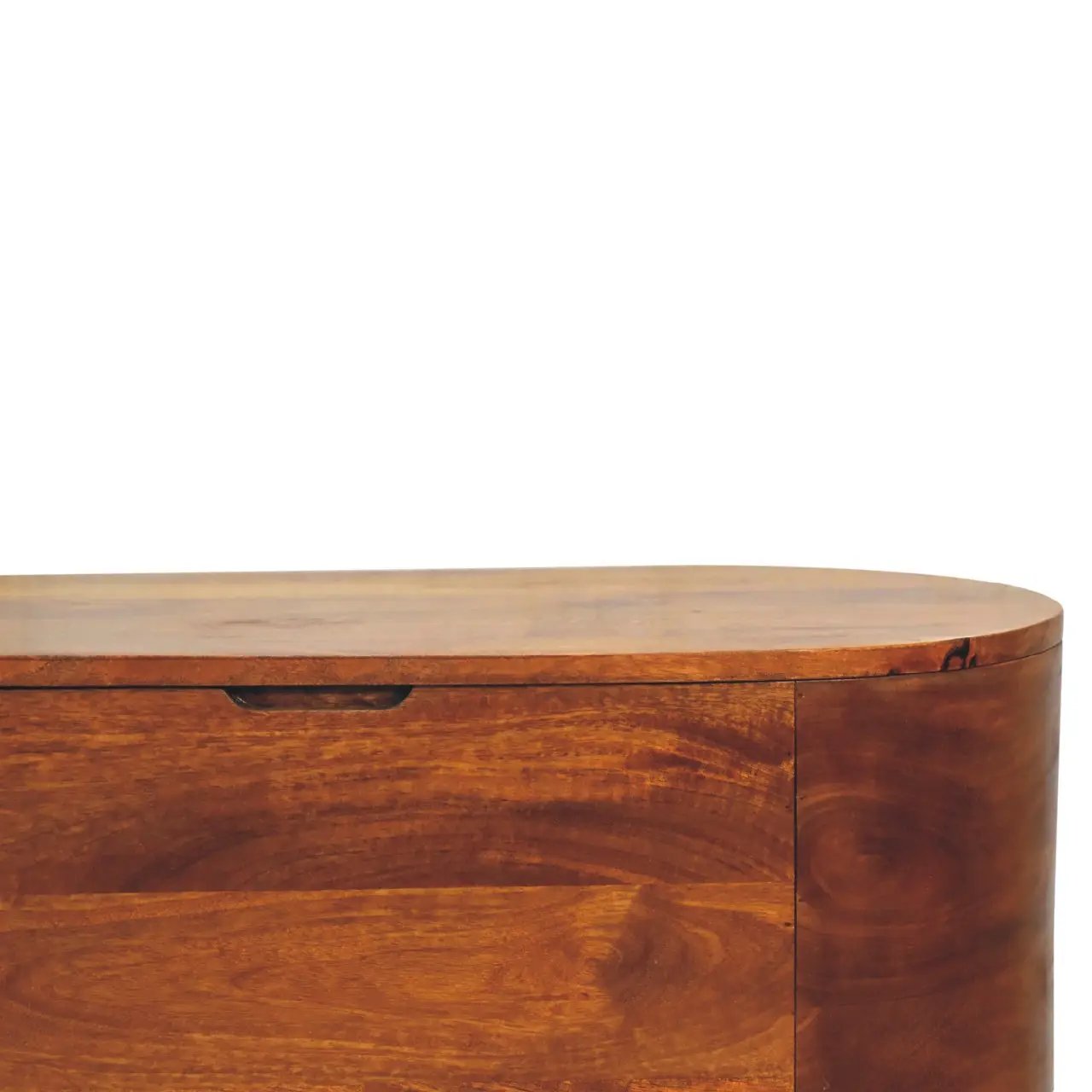 Solid Wood Chestnut Rounded Lid-Up Blanket Box by HouseOfZazla