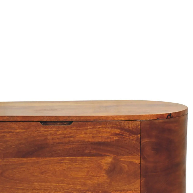 Solid Wood Chestnut Rounded Lid-Up Blanket Box by HouseOfZazla