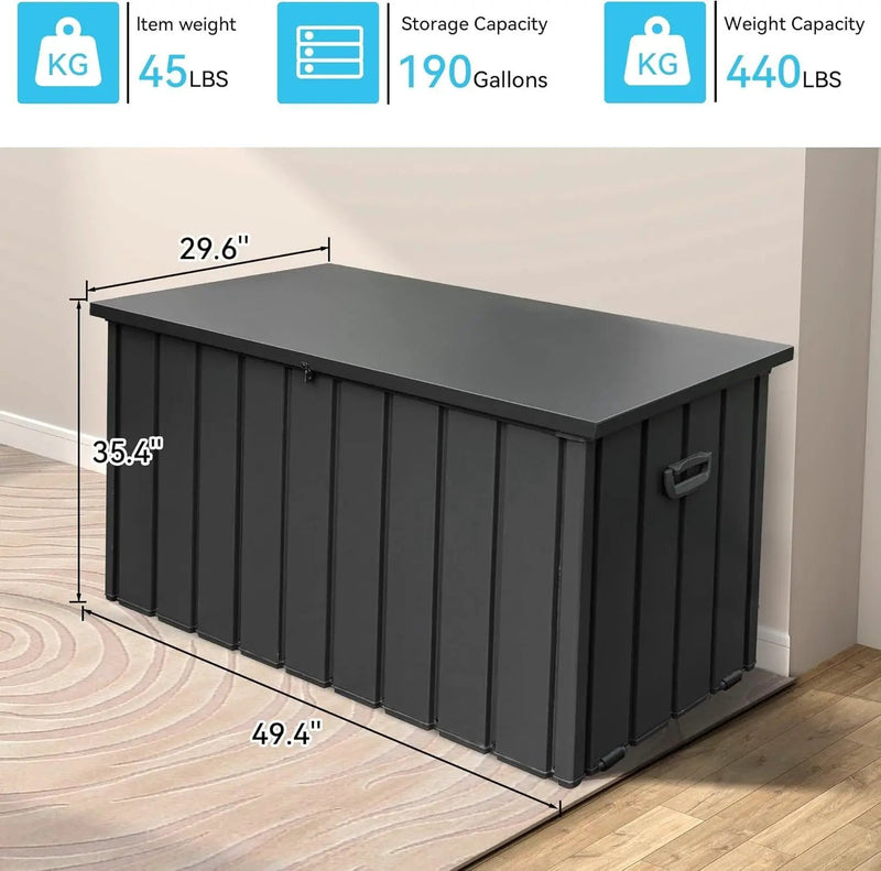 190 Gallon Metal Deck Box, Waterproof Steel Outdoor Storage Bench by HouseOfZazla