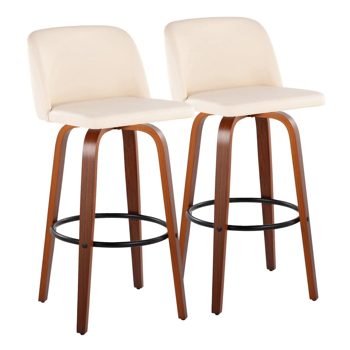 Toriano - Mid Century Modern Fixed Height Barstool Swivel And Round Footrest (Set of 2) by HouseOfZazla