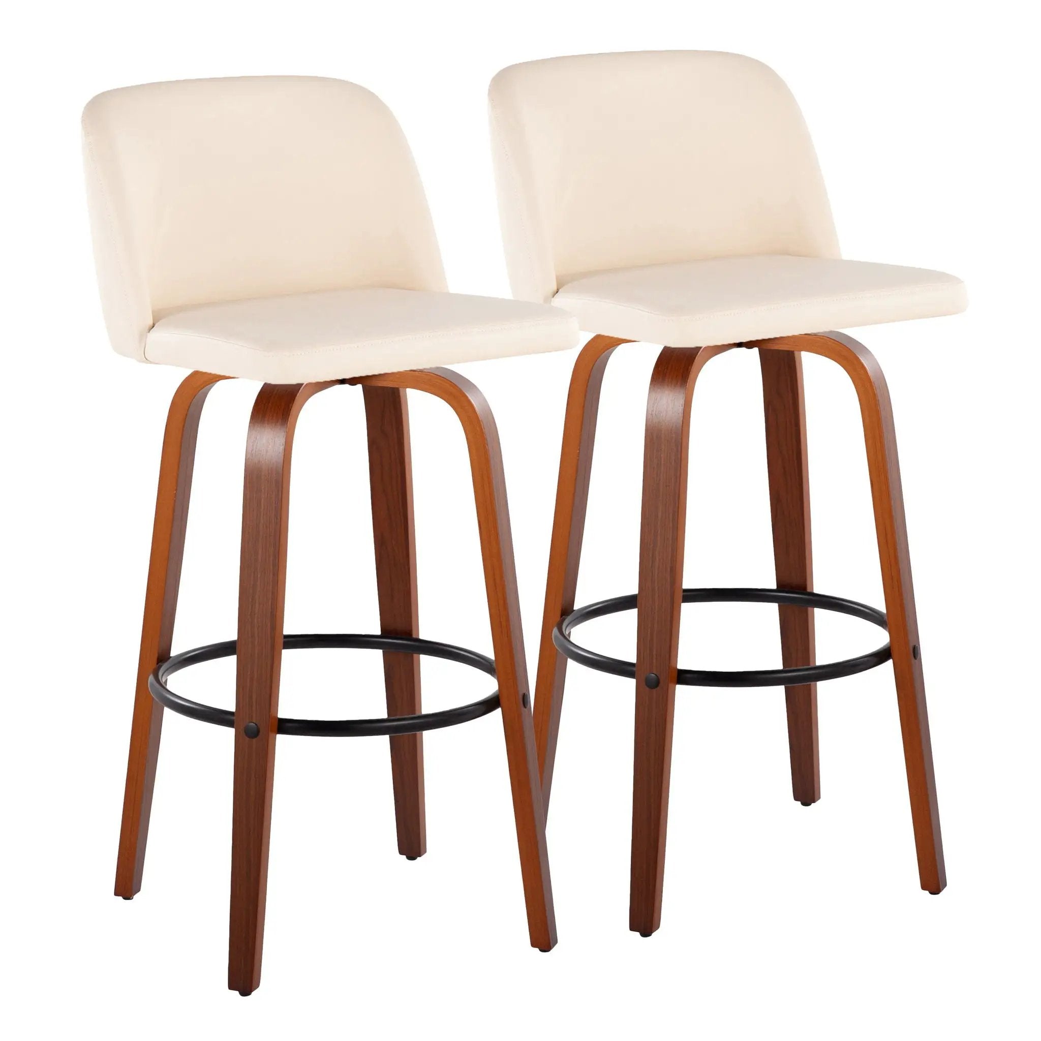 Toriano - Mid Century Modern Fixed Height Barstool Swivel And Round Footrest (Set of 2) by Unique Piece Furniture