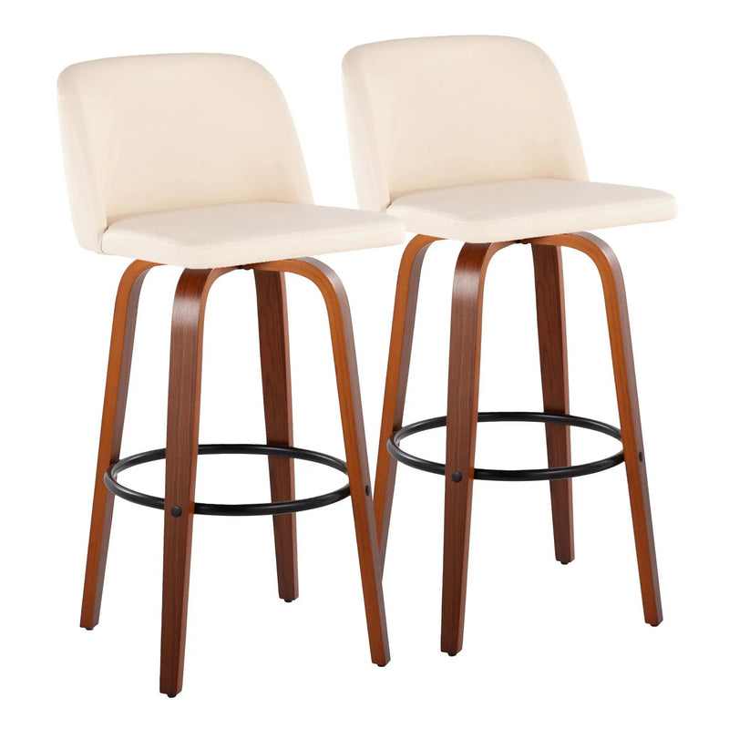 Toriano - Mid Century Modern Fixed Height Barstool Swivel And Round Footrest (Set of 2) by Unique Piece Furniture