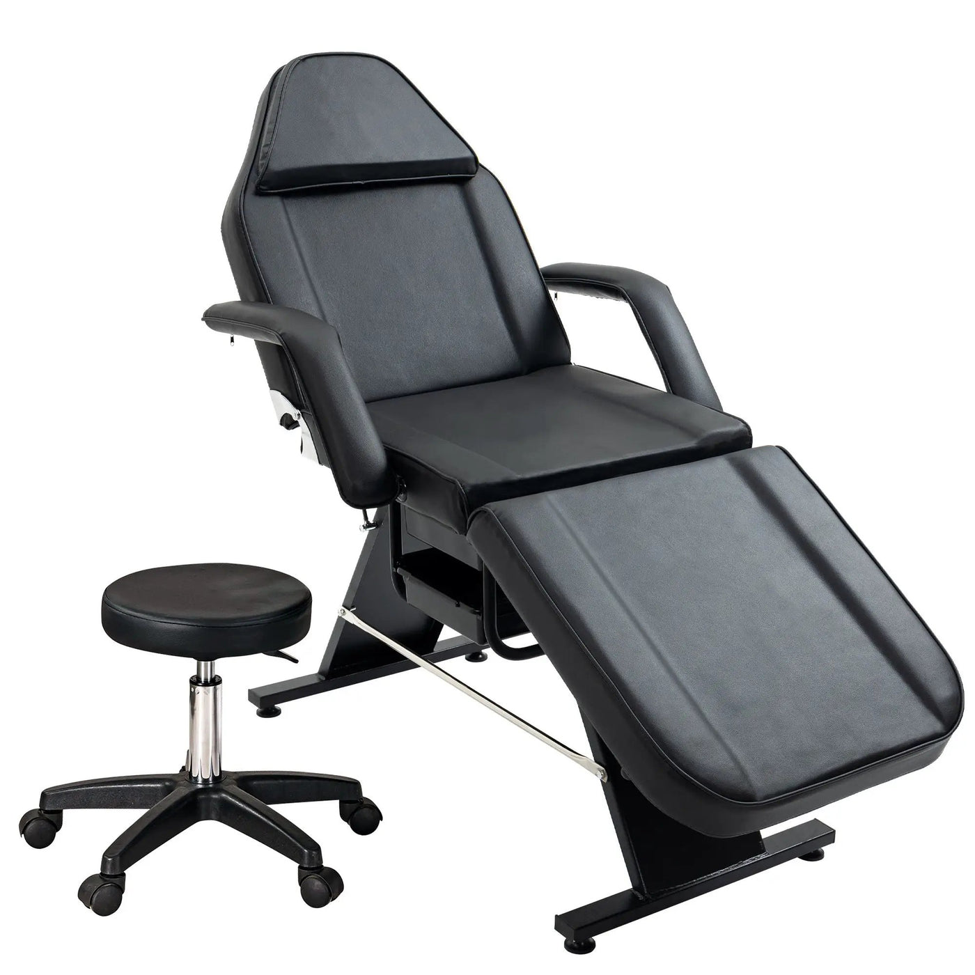 Massage Salon Tattoo Chair With Two Trays Esthetician Bed With Hydraulic Stool, Multi-Purpose 3-Section Facial Bed Table, Adjustable Beauty Barber Spa Beauty Equipment by HouseOfZazla