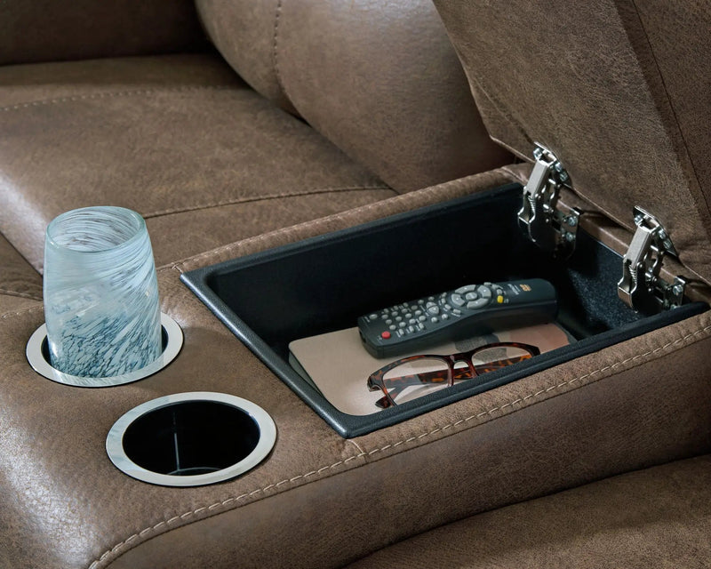 Beckley Place - Power Reclining Loveseat With Console / Adjustable Headrest - Earth by Unique Piece Furniture