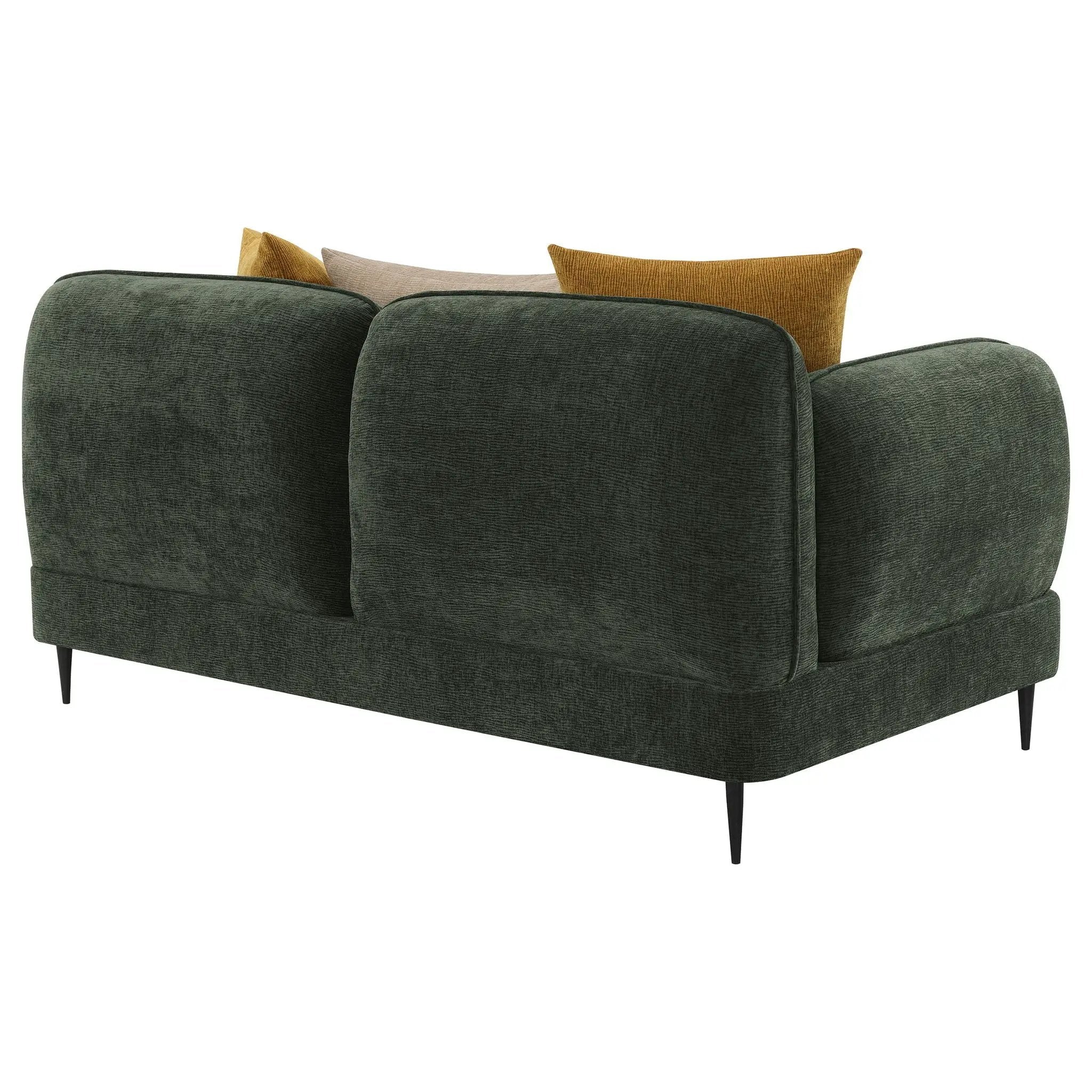 Jade Chenille Upholstered Modern Track Arm Loveseat Green by Unique Piece Furniture