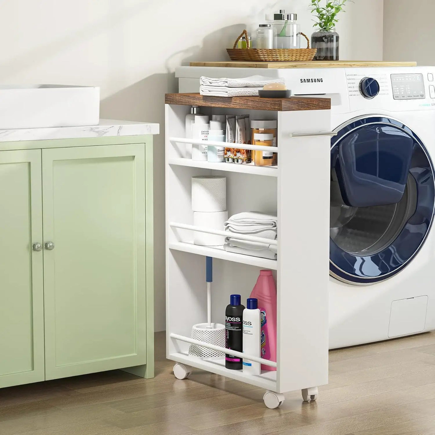 4 Tier Narrow Rolling Kitchen Slim Storage Cart by HouseOfZazla