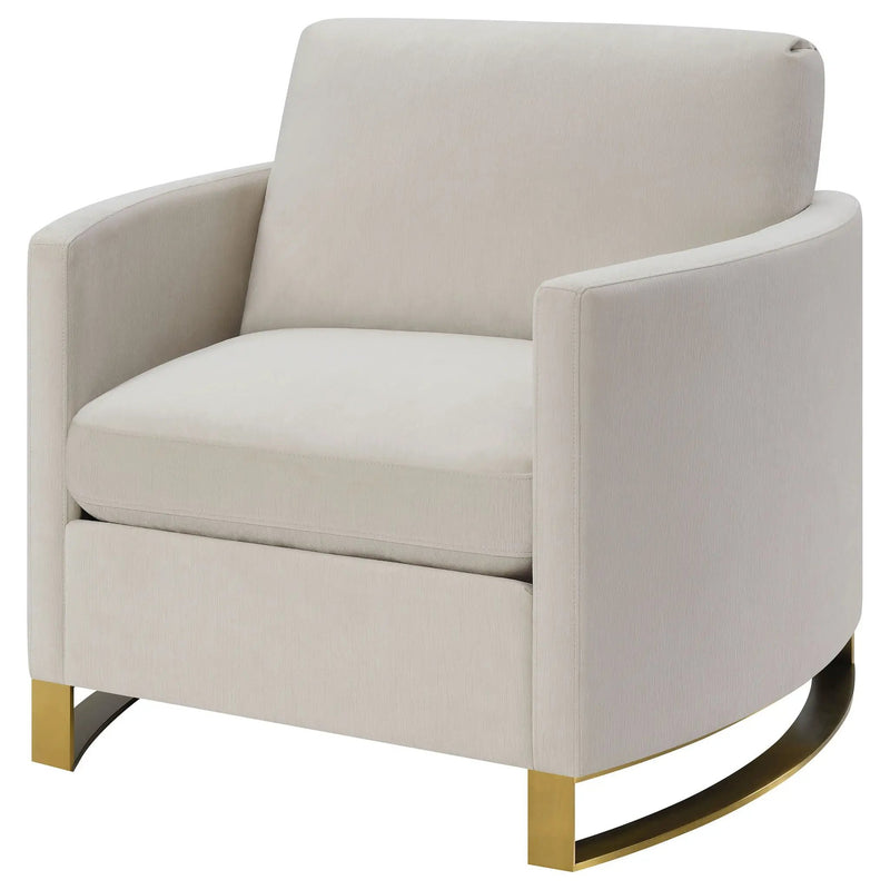 Corliss Upholstered Curved Track Arm Chair Beige by Unique Piece Furniture