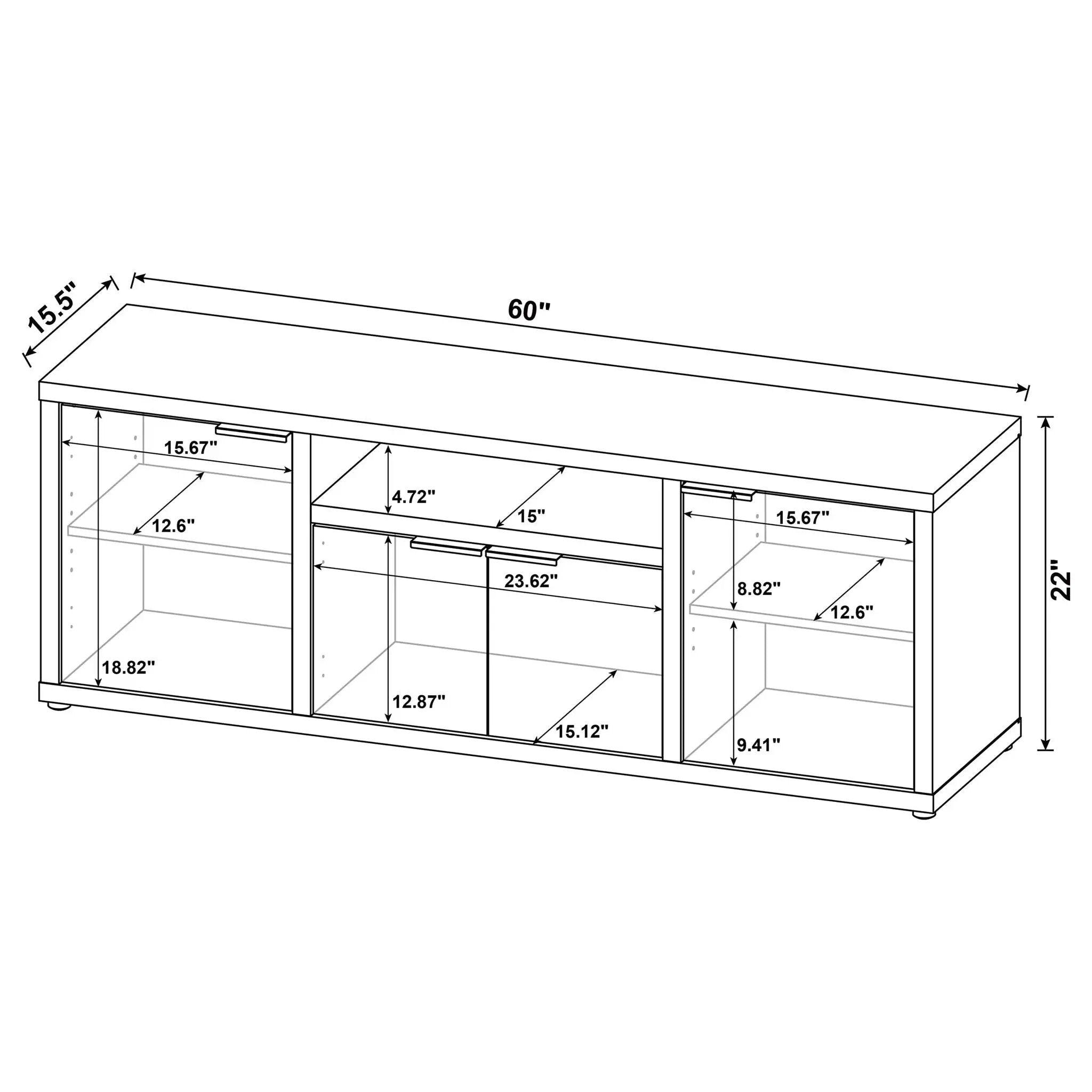 Noriega - 3 Piece TV Entertainment Center, Open & Concealed Storage - Wood by HouseOfZazla