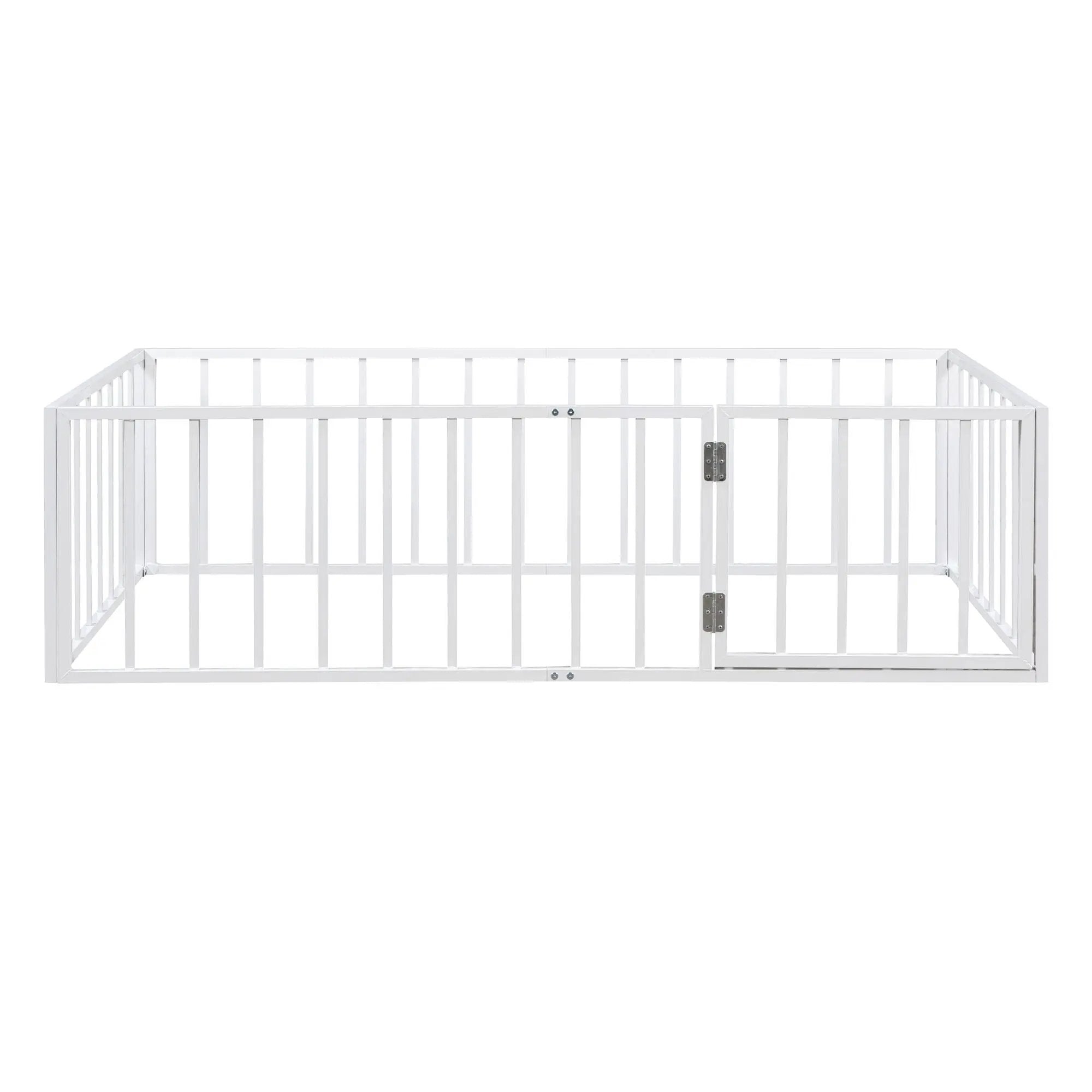 Metal Floor Bed Frame With Fence And Door by Unique Piece Furniture