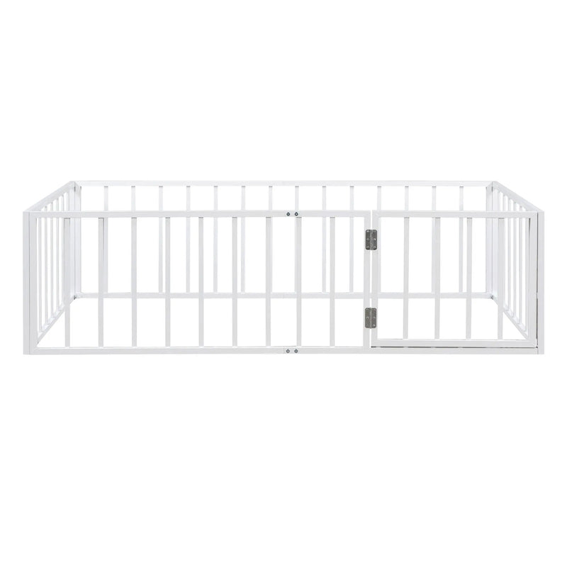 Metal Floor Bed Frame With Fence And Door by Unique Piece Furniture