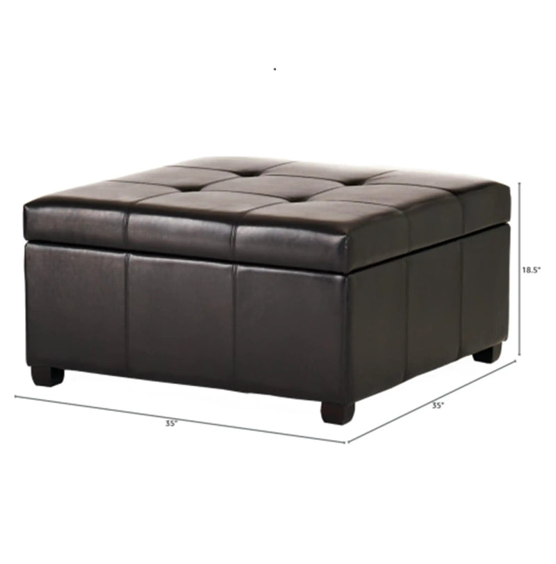 35inch Storage Ottoman, Large Square Ottoman Bench with Storage, Tufted Ottomans Footstool for Living Room by HouseOfZazla