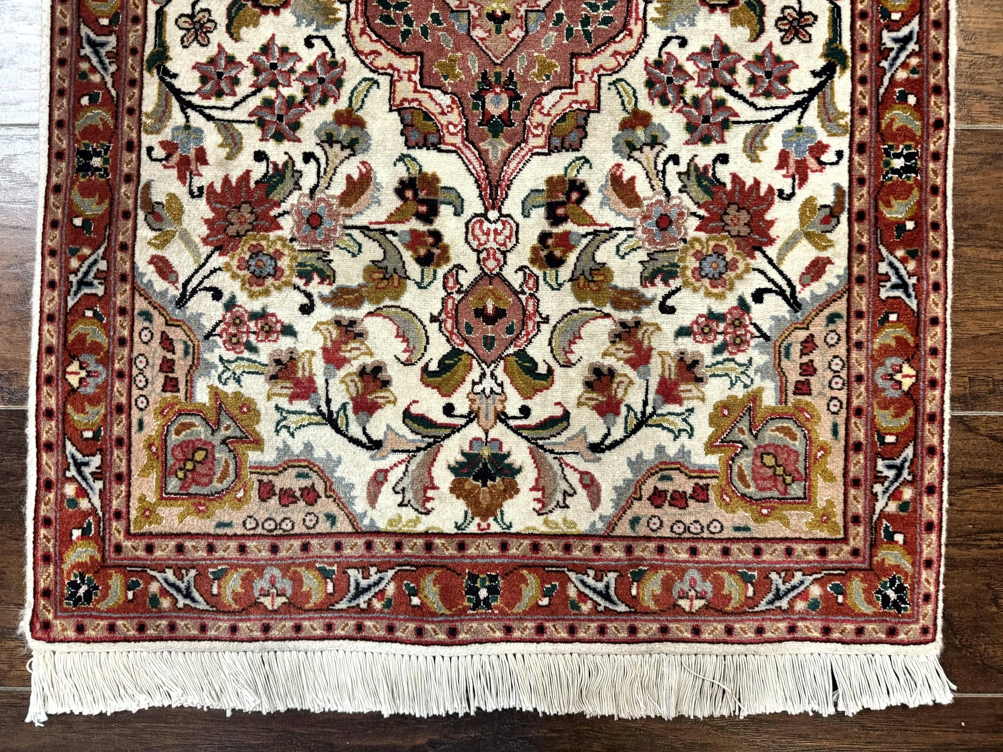 Small Persian Tabriz Rug 2x3, Floral Medallion, Wool and Silk, 340 KPSI by Jewel Rugs