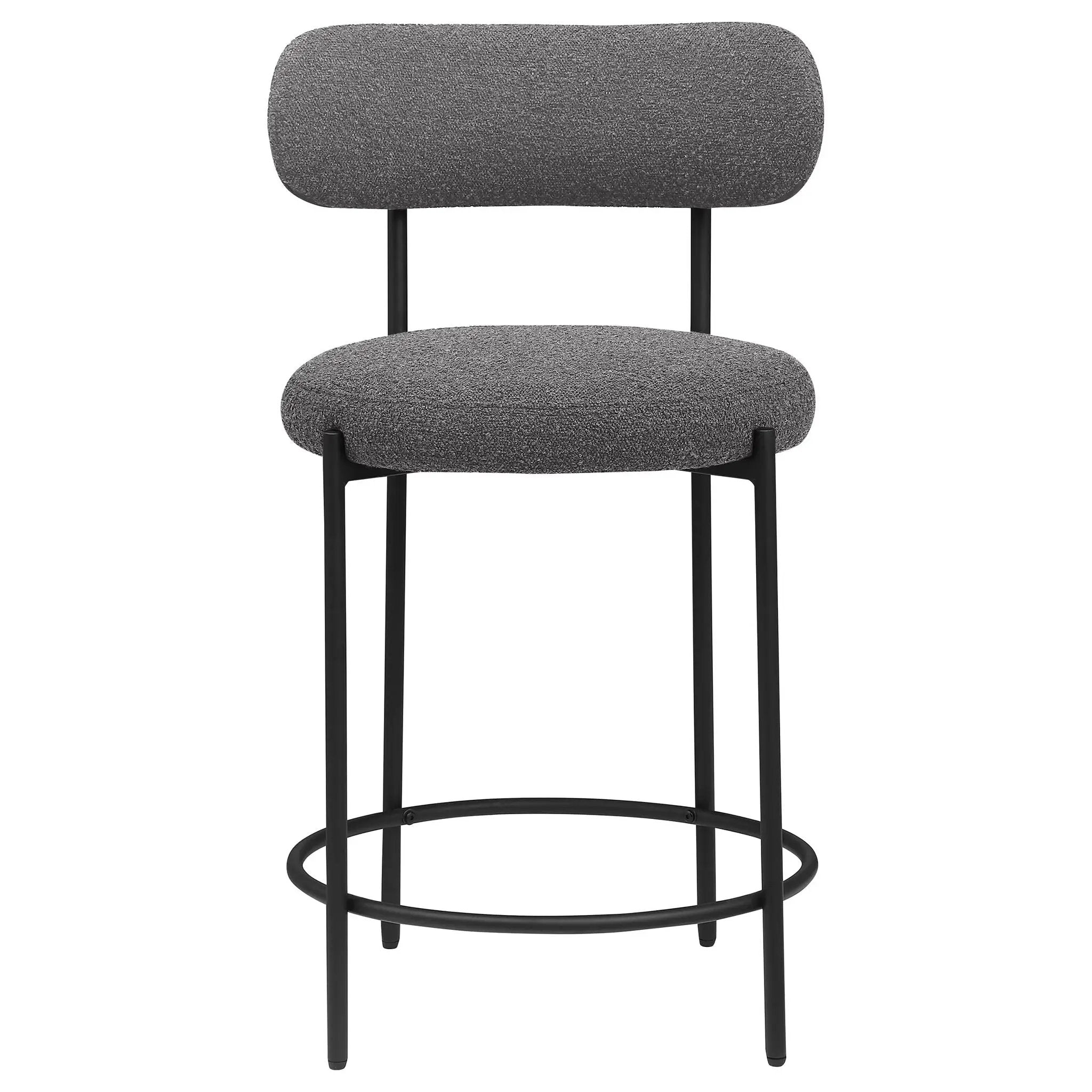 Viola Boucle Upholstered Counter Chair Grey (Set of 2) by Unique Piece Furniture