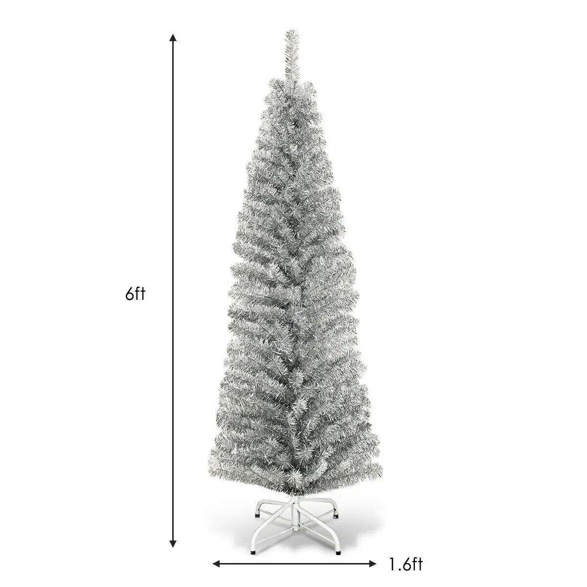 6 Feet Tinsel Tree Unlit Slim Pencil Christmas Tree by DirectDeals