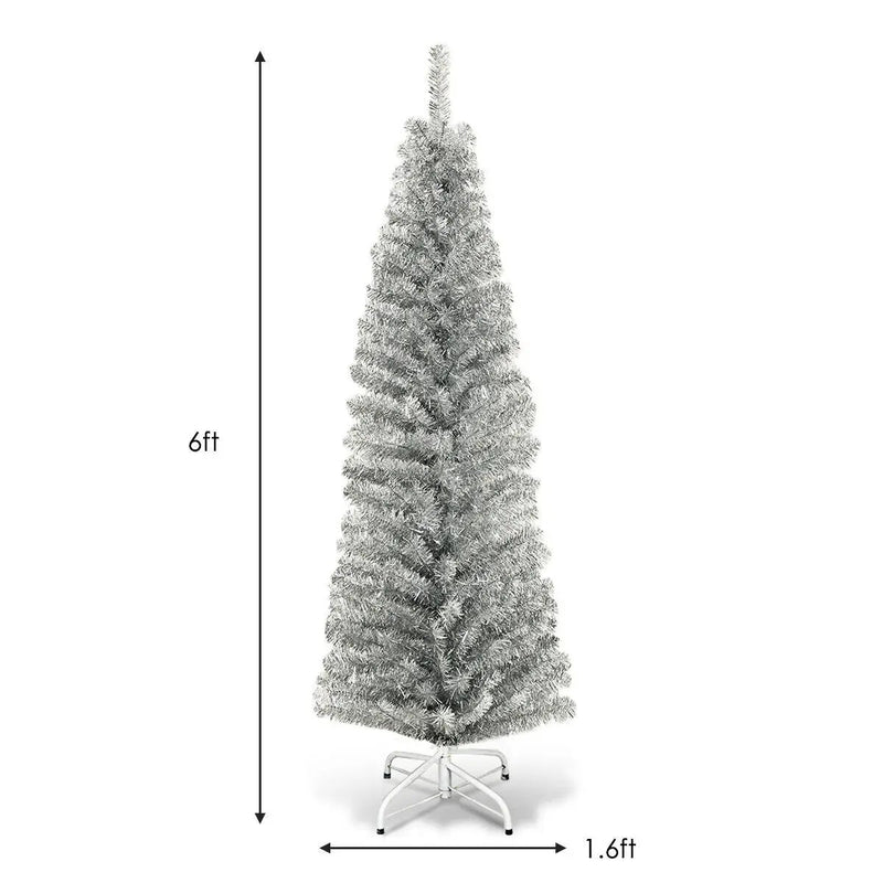 6 Feet Tinsel Tree Unlit Slim Pencil Christmas Tree by DirectDeals