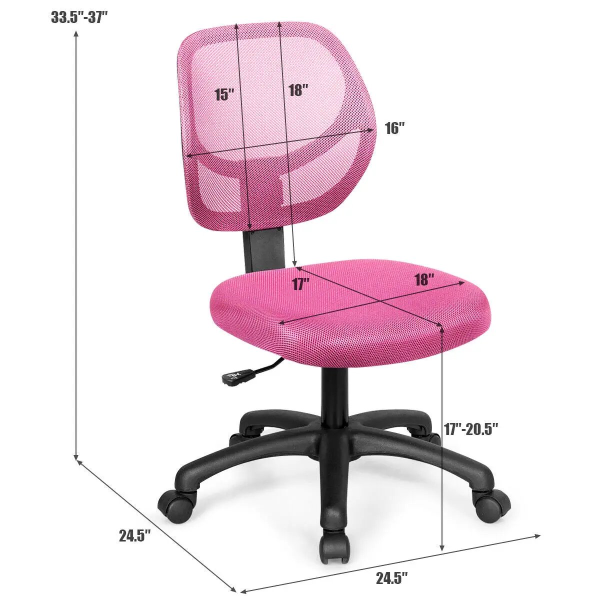 Low-back Computer Task Chair with Adjustable Height and Swivel Casters by DirectDeals