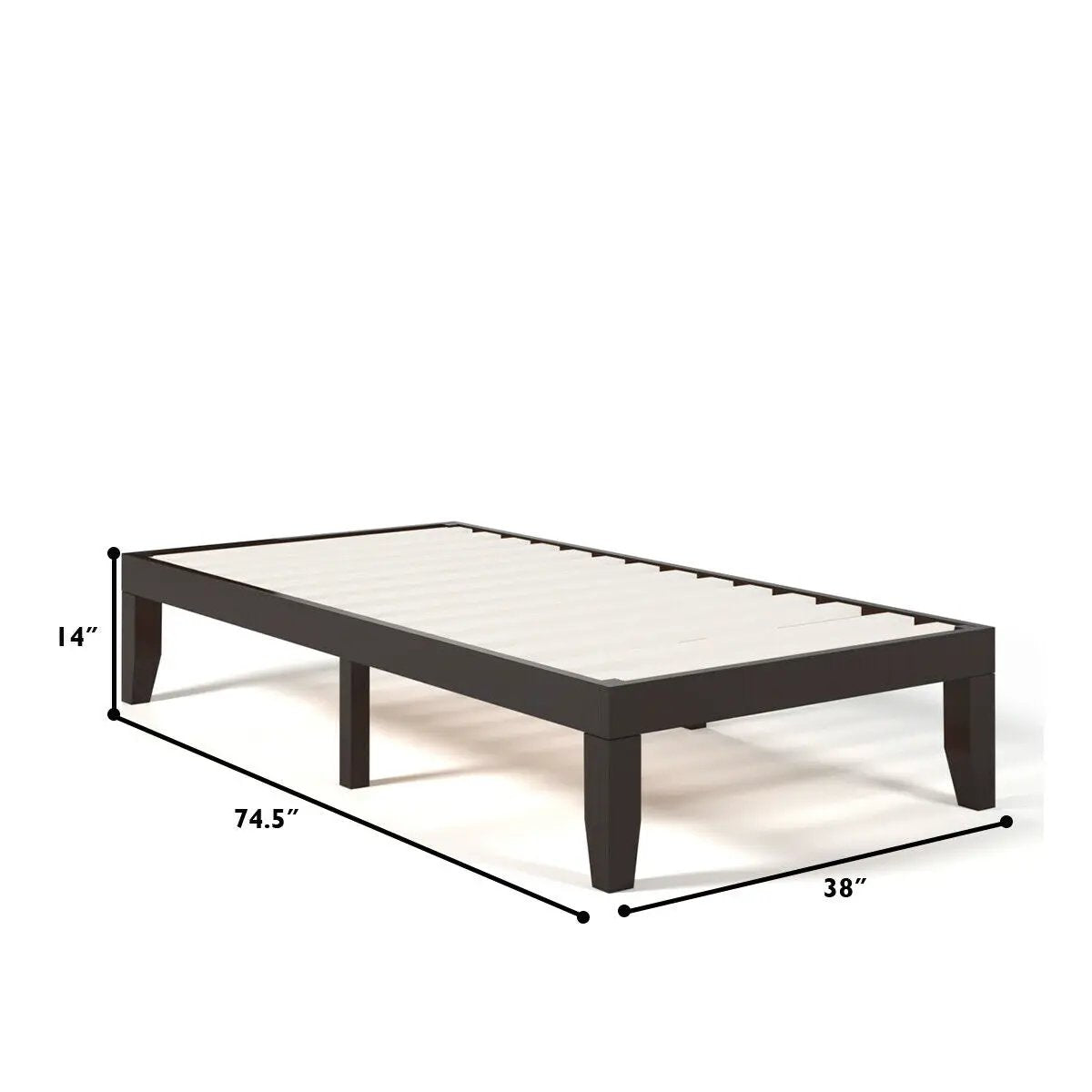 Twin Size 14 Inch Wooden Slats Bed Mattress Frame by DirectDeals
