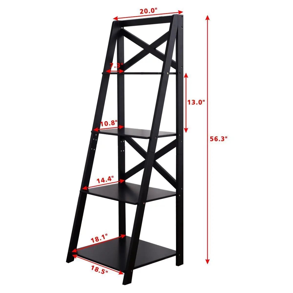4-tier Leaning Free Standing Ladder Shelf Bookcase-White by DirectDeals