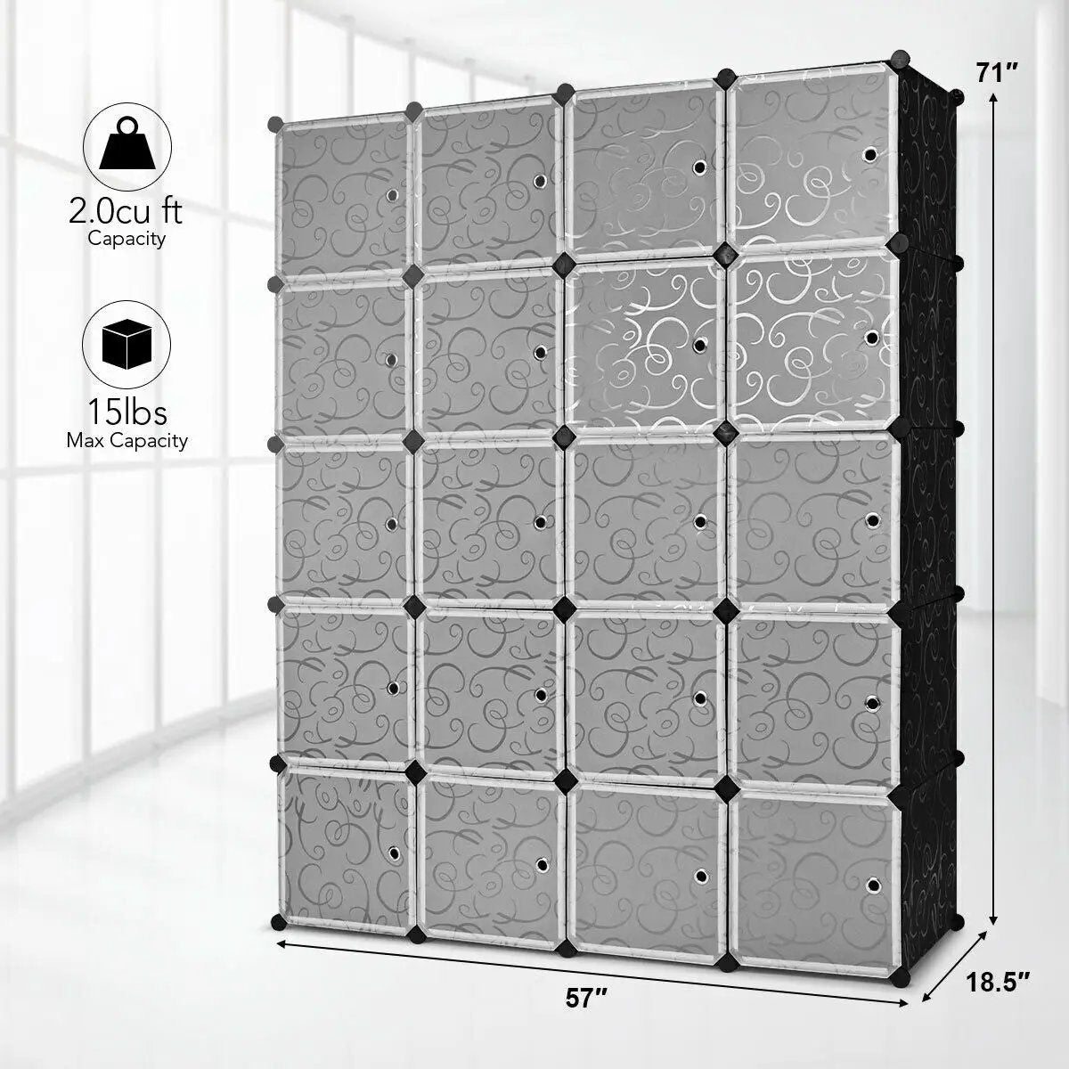 20-Cube DIY Plastic Cube Storage Organizer with Doors by DirectDeals