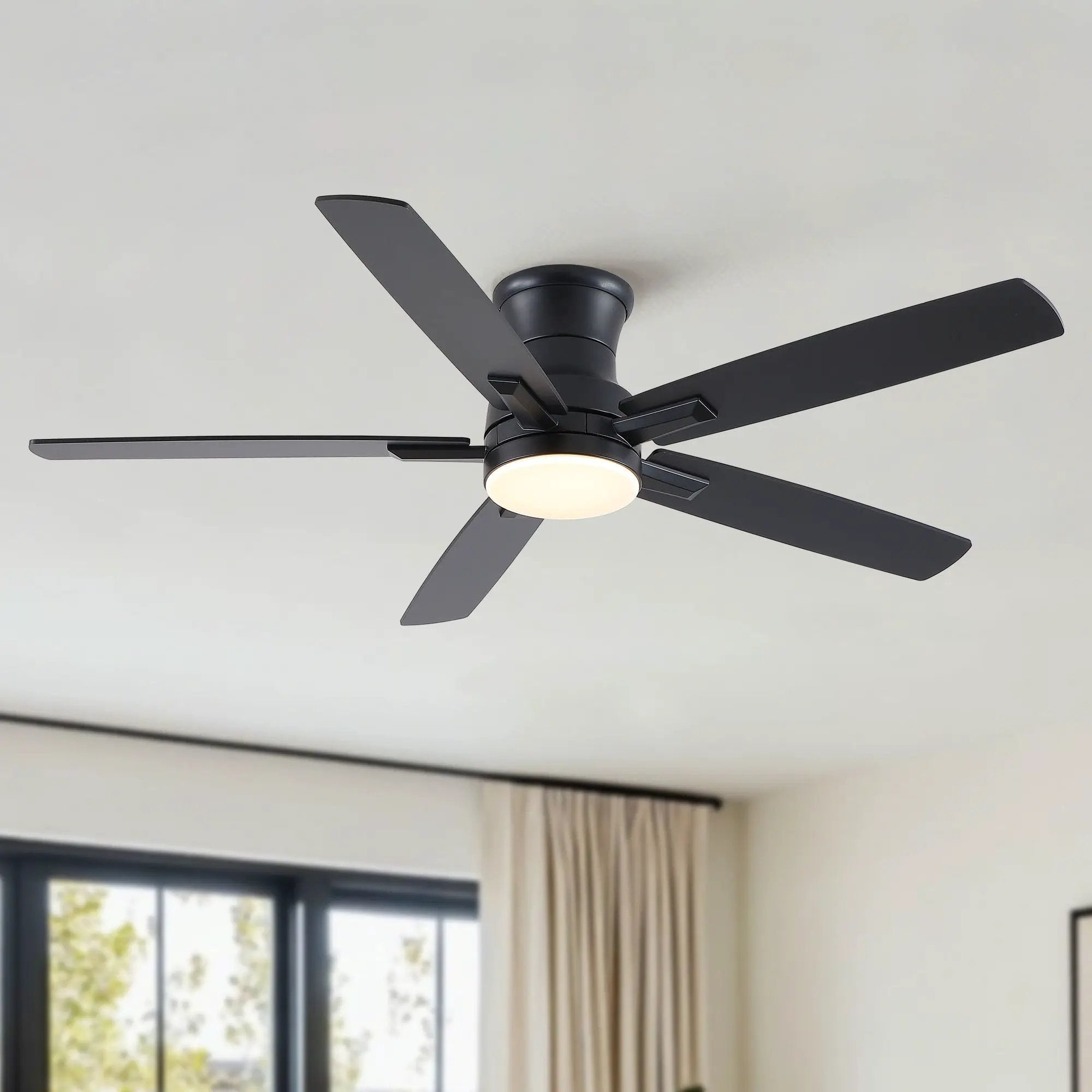 Mordern Flush Mount Ceiling Fan With Light And Remote Control by HouseOfZazla
