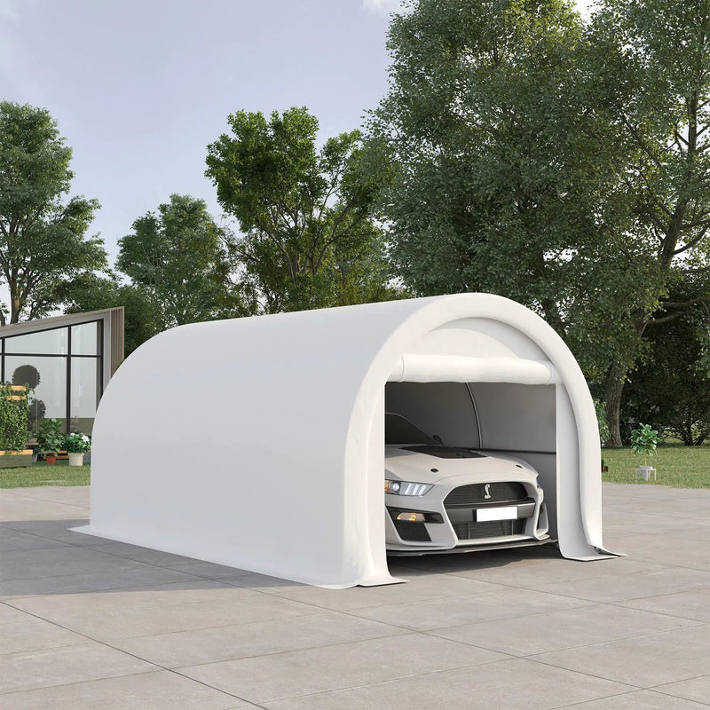Outsunny - 10' x 16' Carport, Heavy Duty Portable Garage Storage Tent With Large Zippered Door, Anti-Uv Pe Canopy Cover For Car, Truck, Boat, Motorcycle, Bike, Garden Tools, Outdoor Work by Unique Piece Furniture