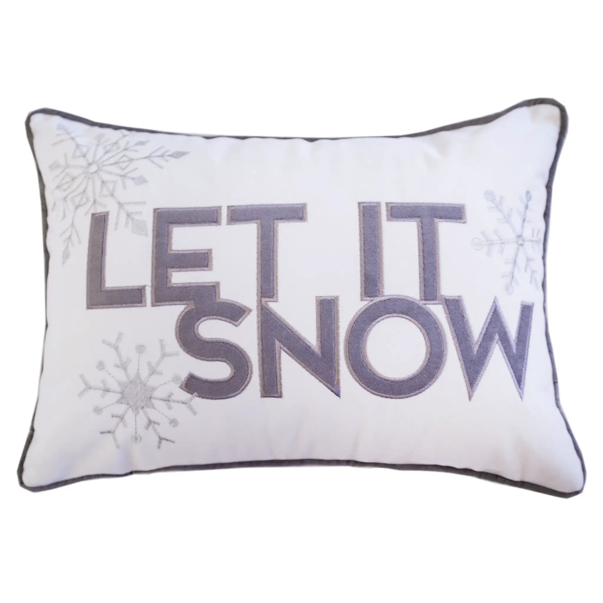 Nneka Let It Snow White Velvet Lumbar Pillow with Insert 14x20 by HouseOfZazla
